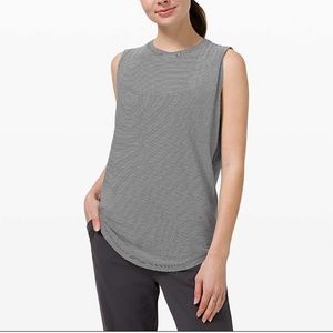 Lululemon Brunswick Tank Top Black/White Stripes Size 12